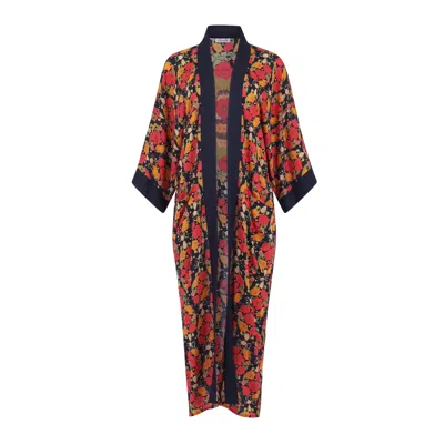 Henelle Women's Black Night Bloom Kimono In Multi