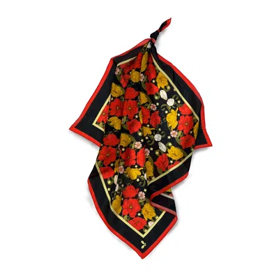 Henelle Women's Black Night Bloom Silk Bandana