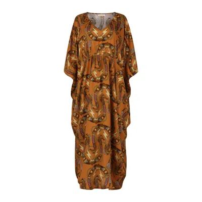 Henelle Women's Brown Lucky Horseshoe Kaftan Dress