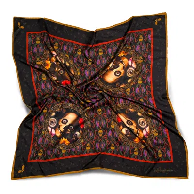 Henelle Women's Gold / Black / Brown Hollywood Forever Large Silk Scarf In Gold/black/brown