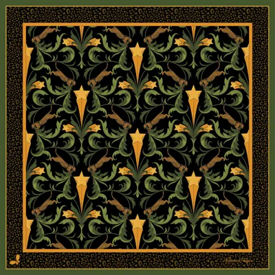 HENELLE WOMEN'S GOLD / GREEN / BLACK HOLLYWOOD NIGHTS SILK BANDANA