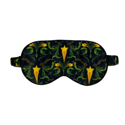 Henelle Women's Gold / Green / Black Hollywood Nights Silk Sleep Mask In Gold/green/black