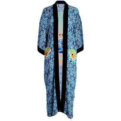 Henelle Women's Gold / Green / Blue Surfrider Kimono