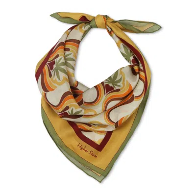Henelle Women's Gold / Green / Brown Higher State Silk Bandana In Gold/green/brown