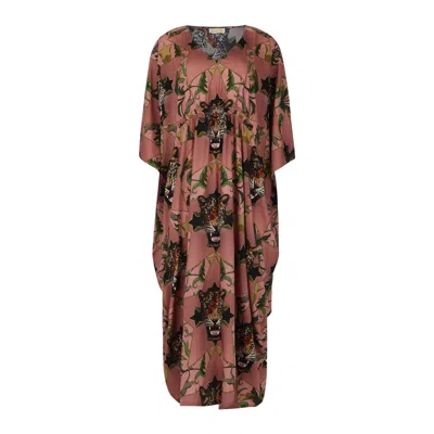Henelle Women's Pink Starlight Leopard Kaftan Dress