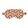 Henelle Women's White / Brown / Red Venice Beach Silk Sleep Mask In White/brown/red