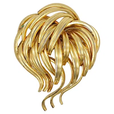 Pre-owned Henkel And Grosse For Christian Dior Christian Dior Vintage Grosse 1960 Rare Gold Bouquet Wave Leaf Openwork Brooch In Multi