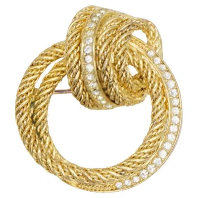 Pre-owned Henkel And Grosse For Christian Dior Christian Dior Vintage Rare Grosse Gold Crystals Circle Interlocked Rope Brooch In Multi