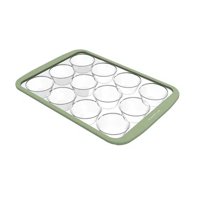 Henning Lee Look And Cook Clear Silicone 12-cup Muffin Pan, Moss In White