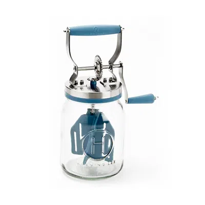 Henning Lee Manual Glass Butter Churner With Jar, 32 Ounce, Blue