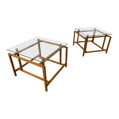 Pre-owned Henning Norgaard Pair Of Teak Architectural Frame End Tables By  In Brown