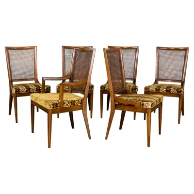 Pre-owned Henredon 1960s American Modernist Dining Chairs Custom Folio 3 Line By  Set Of 6 In Brown