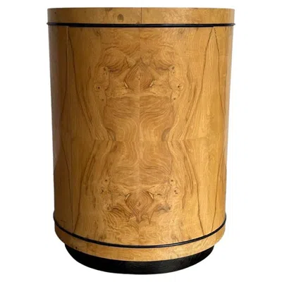 Pre-owned Henredon 1980's  Burl Wood Drum Nightstand/end Table In Brown