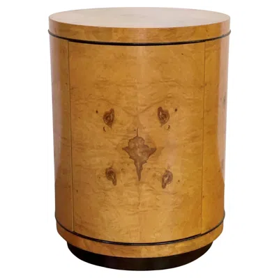 Pre-owned Henredon 1980s  Burl Wood Drum Nightstand/end Table In Brown