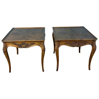 Pre-owned Henredon 1980s  Carved French Country Side Tables, A Pair In Brown