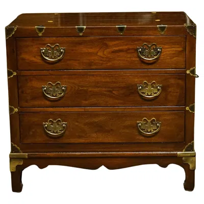 Pre-owned Henredon 3 Drawer Bachelors Chest With Campaign And Tansu Elements In Brown