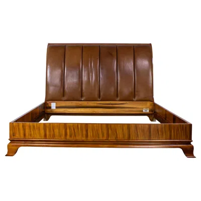 Pre-owned Henredon Arbus King Sleigh Bed W/leather Upholstered Headboard 6000 Series By  In Brown