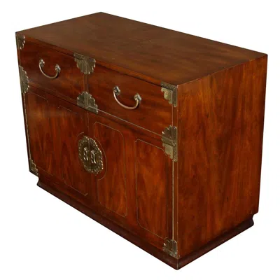 Pre-owned Henredon Asian Campaign Chest With Brass Mountings In Brown
