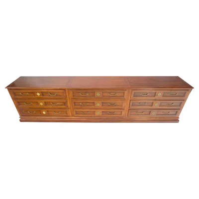 Pre-owned Henredon Baker 10' Extra !long! 9 Drawers Campaign Directoire Style Credenza Dresser Mint In Brown