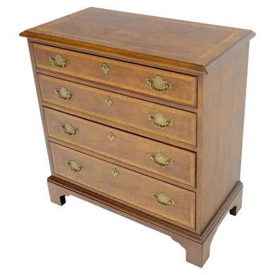 Pre-owned Henredon Banded 4 Drawer Chippendale Bracket Feet Bachelor Chest Dresser Mint! In Brown
