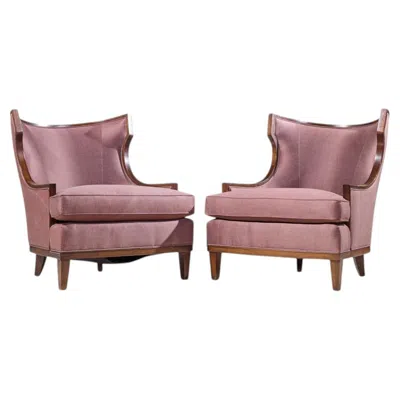 Pre-owned Henredon Barbara Barry For  Walnut Lounge Chairs - Pair In Brown