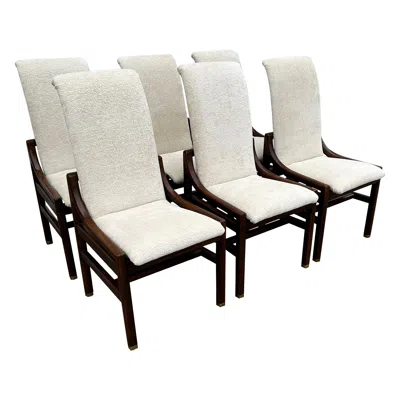 Pre-owned Henredon Campaign Style Mcm Dining Chairs-set Of 6 In Brown