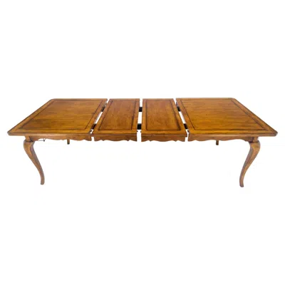 Pre-owned Henredon Chestnut And Cherry Country French Cabriole Leg 2x18" Leaves Dining Table Mint In Brown