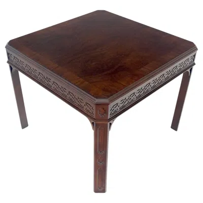Pre-owned Henredon Chinese Chippendale Style Banded Mahogany 28x28" Square Side End Table Mint In Brown