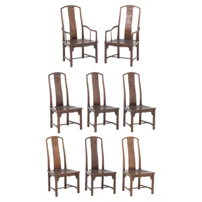 Pre-owned Henredon Chinese Style Mahogany Dining Chairs, 8 In Brown