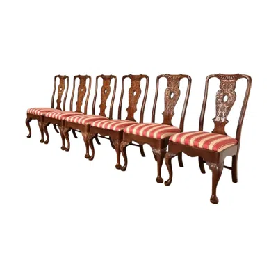 Pre-owned Henredon Chippendale Carved Mahogany Dining Chairs, Set Of Six In Brown
