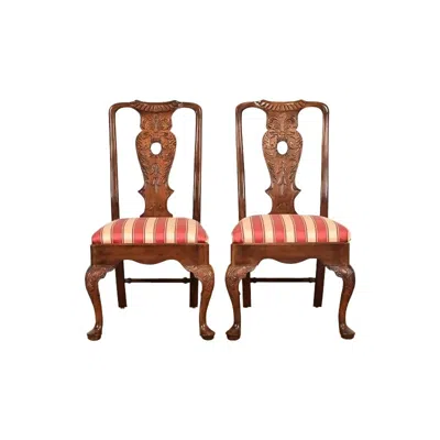 Pre-owned Henredon Chippendale Carved Mahogany Side Chairs Or Dining Chairs, Pair In Brown