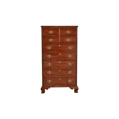Pre-owned Henredon Chippendale Solid Mahogany Nine-drawer Highboy Dresser In Brown