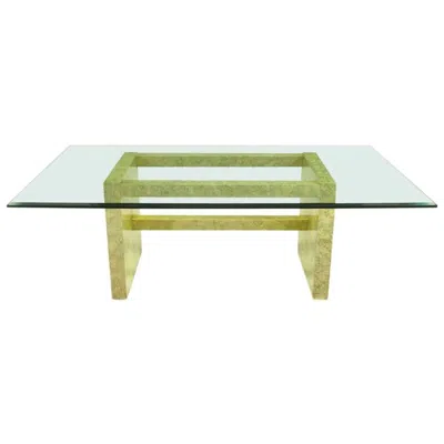 Pre-owned Henredon Circa 1975 Glass And Marbleized Base Dining Table In Brown