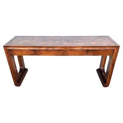 Pre-owned Henredon Circa East Console Table Bar Desk In Brown
