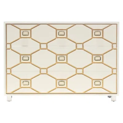 Pre-owned Henredon Dorothy Draper Viennese Collection Ivory Chest With Gold Incised Drawers In White