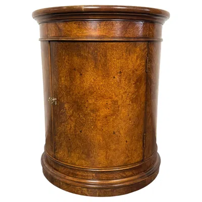 Pre-owned Henredon Drum Side Table In Burl In Brown