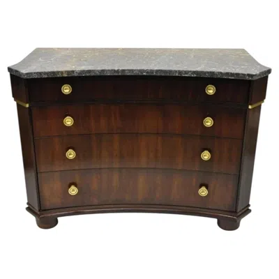 Pre-owned Henredon Empire Neoclassical Marble Top Mahogany 4 Drawer Dresser Chest Commode In Brown