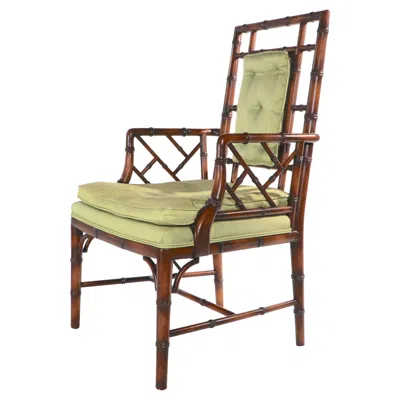 Pre-owned Henredon Faux Bamboo Armchair By Schoonbeck In Brown