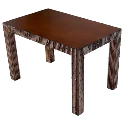 Pre-owned Henredon Faux Bamboo Rectangle Walnut Finish Side End Coffee Table In Brown