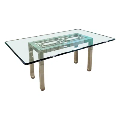 Pre-owned Henredon Faux Goatskin Finish Chippendale Lattice Dining Table From , 1970 In Gray