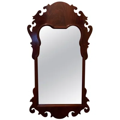 Pre-owned Henredon Flame Mahogany Chippendale Shield Mirror In Red