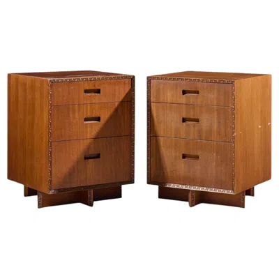 Pre-owned Henredon Frank Lloyd Wright For  Taliesin Mid Century Mahogany Nightstands - Pair In Brown