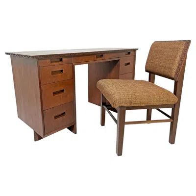 Pre-owned Henredon Frank Lloyd Wright Taliesen Writing Desk And Chair For , Ca. 1950s In Brown