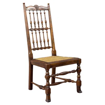 Pre-owned Henredon French Country Oak Dining Side Chair With Caned Seat & Spindle Back In Brown