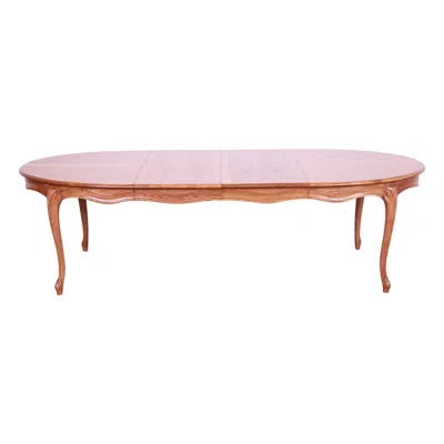 Pre-owned Henredon French Provincial Louis Xv Carved Oak Dining Table, Newly Refinished In Brown