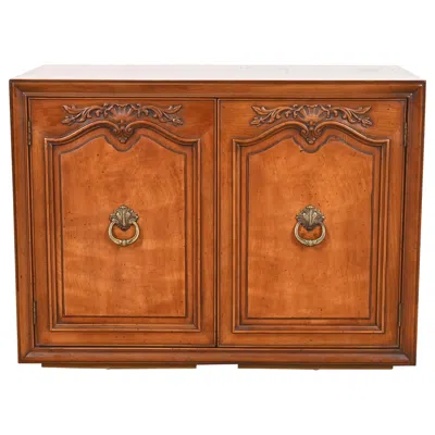 Pre-owned Henredon French Provincial Louis Xv Carved Walnut Buffet Server Or Bar Cabinet In Brown