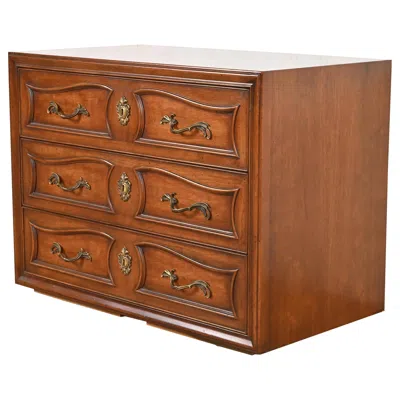 Pre-owned Henredon French Provincial Louis Xv Carved Walnut Chest Of Drawers, Circa 1960s In Brown