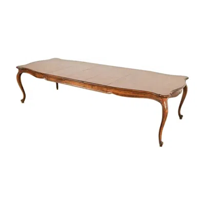 Pre-owned Henredon French Provincial Louis Xv Carved Walnut Extension Dining Table In Brown