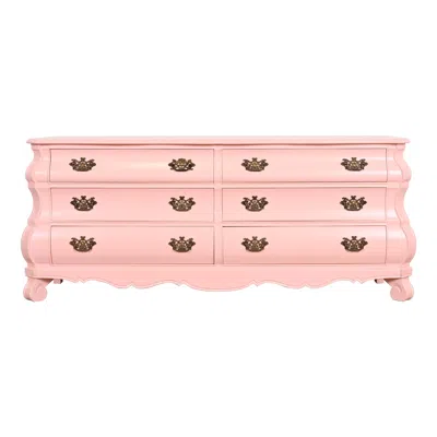 Pre-owned Henredon French Provincial Louis Xv Pink Lacquered Bombay Form Double Dresser