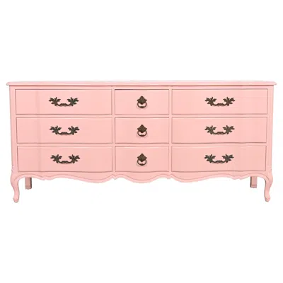 Pre-owned Henredon French Provincial Louis Xv Pink Lacquered Dresser, Newly Refinished